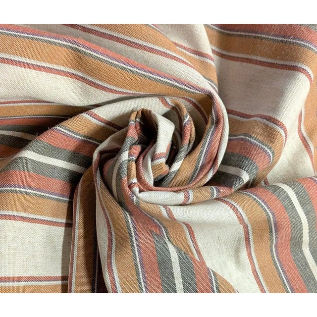 P Kaufmann "Yucatan Stripe" Russet Linen Blend Indoor/Outdoor Fabric-5 Yards For Sale - Image 4 of 6