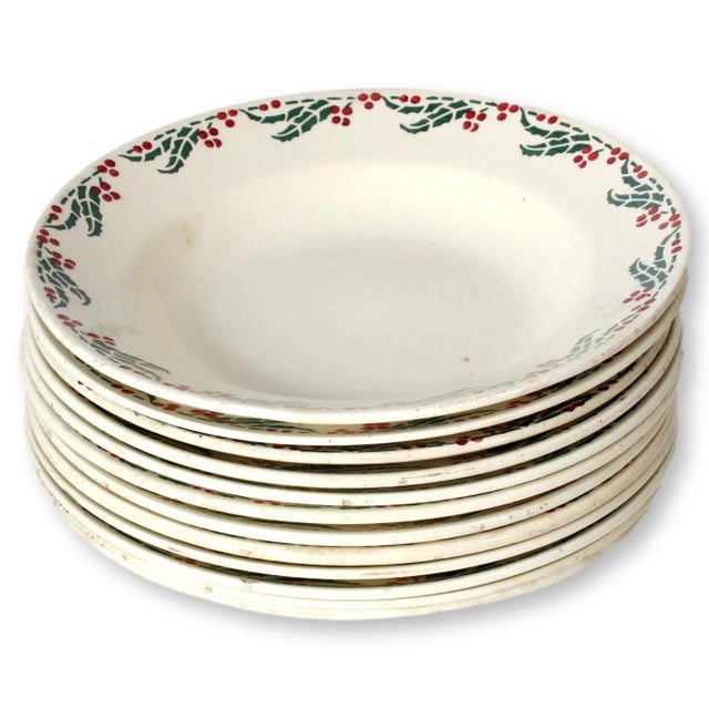 1920s French "Holly" Creamware Bowls, Set of Six For Sale - Image 4 of 5