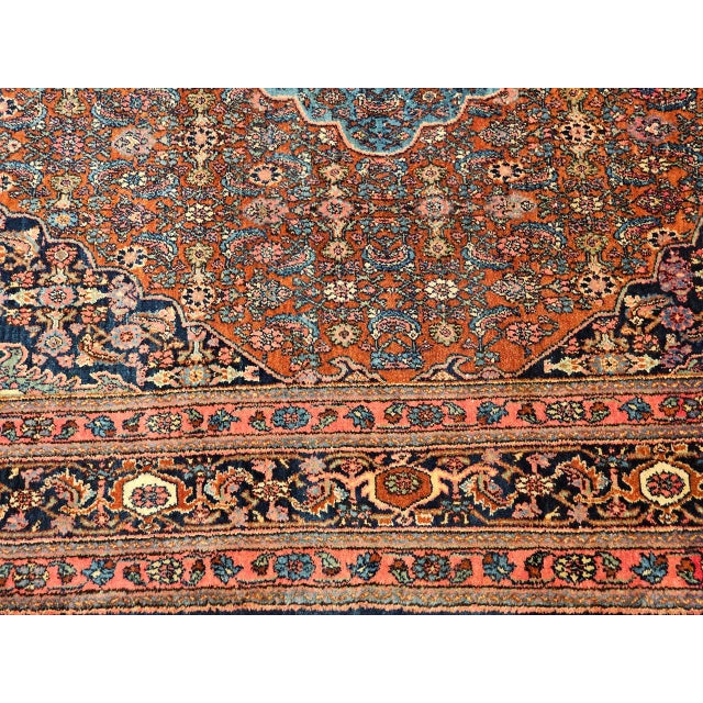 Vintage Persian Bibikabad Rug, Hand-Knotted Wool, Herati Geometric Pattern, Rust Red & Blue, 9x12 For Sale - Image 16 of 18