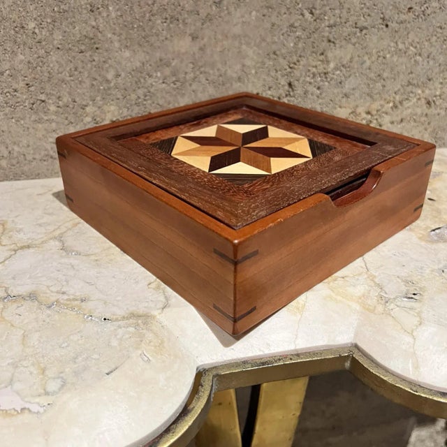 Modern Mosaic Marquetry Decorative Box, Mixed Wood, Modern Design, Usa For Sale - Image 3 of 12