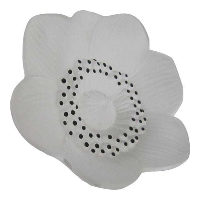 Signed Lalique Glass Flower For Sale