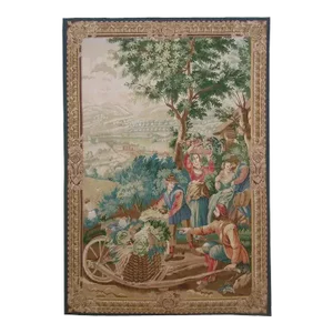 Vintage Tapestry Depicting Flower Picking