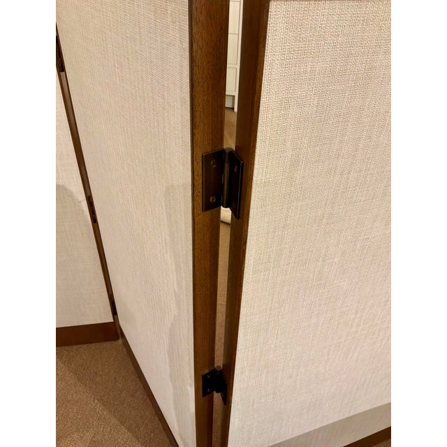 Allesandro for Baker Furniture Barbara Barry for Baker / McGuire Ivory Grasscloth Curtin Call Screen/Room Divider For Sale - Image 4 of 6