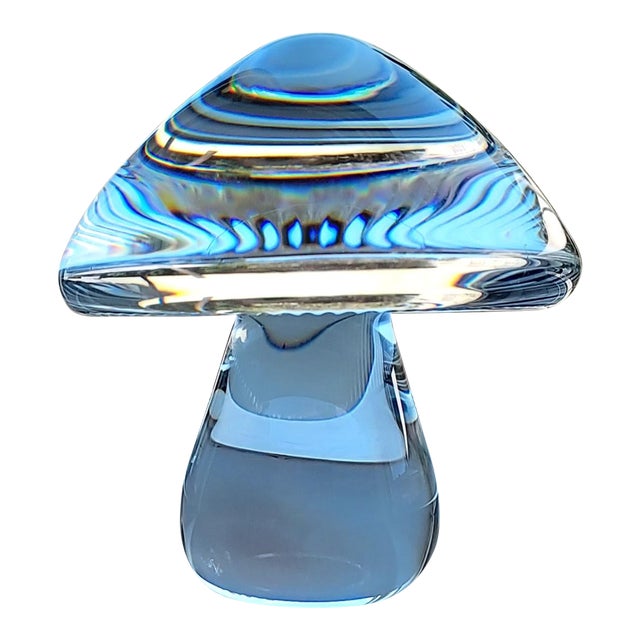 Vintage 1989 Japanese Hoya Crystal Mushroom Paperweight For Sale