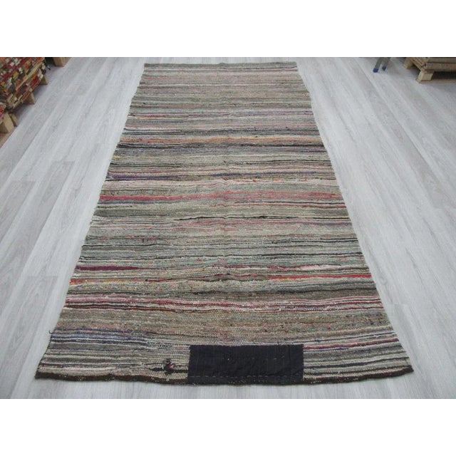 Vintage striped rag rug from Afyon region of Turkey. Approximately 45-55 years old.In good condition