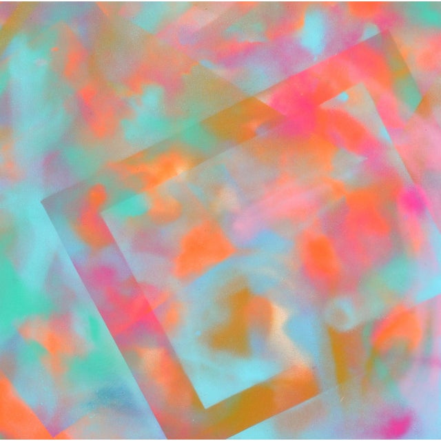 Expressionism Pink and Cyan Abstract For Sale - Image 3 of 5
