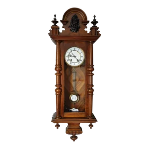 1893 Antique German Wall Wood Mechanical Regulator Clock With Bronze Pendulum by Lenzkirch