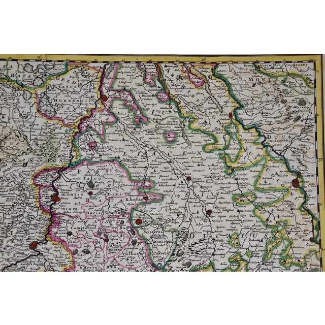 Liege Region in Belgium: 17th Century Hand Colored Map by Visscher For Sale In San Francisco - Image 6 of 8