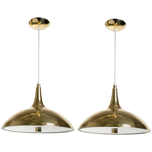 Paavo Tynell Style Brass Pendants - a Pair For Sale In New York - Image 6 of 6