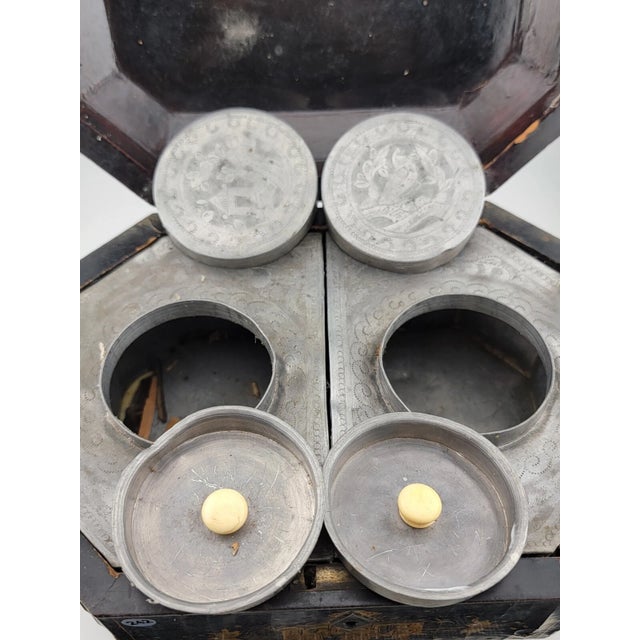 Black Rare Mid 1800's Antique Chinese Gilt Lacquered Tea Caddy W/ Pewter Containers. For Sale - Image 8 of 12