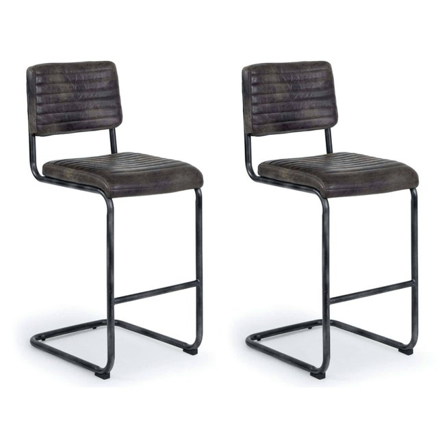 Black Regina Andrew Dylan Leather Bar Stool, Ebony - Set of 2 For Sale - Image 8 of 8