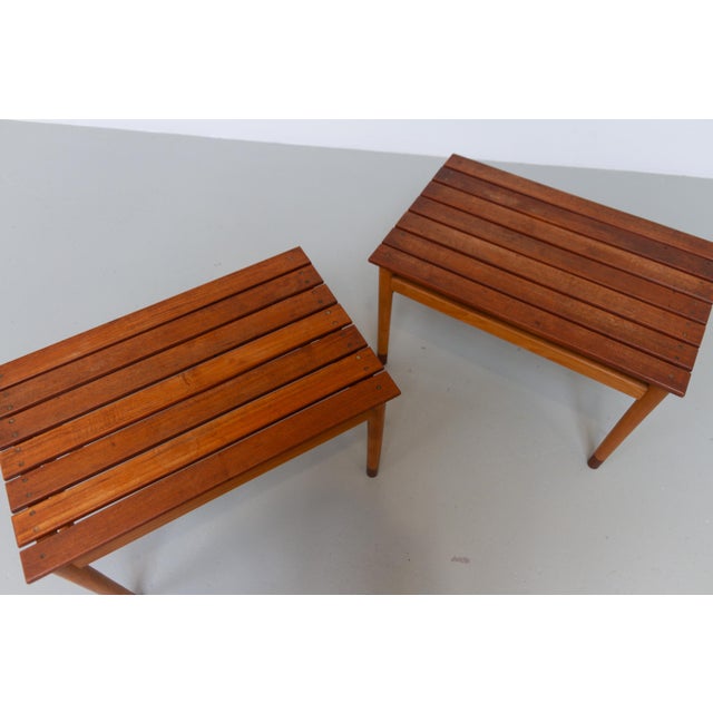 Danish Modern Side Tables in Teak and Beech, 1950s, Set of 2 For Sale - Image 14 of 18