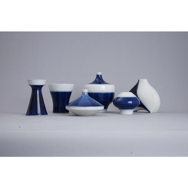 Mid-Century Vase in White and Blue Porcelain from KPM Berlin, 1950s, Set of 6 For Sale - Image 6 of 6
