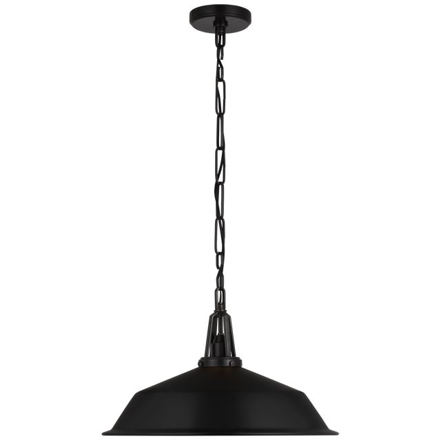 Layton 20" Pendant in Bronze with Matte Black Shade Designer: Chapman & Myers Canopy: 5.25" Round Mounting: Chain Shade...