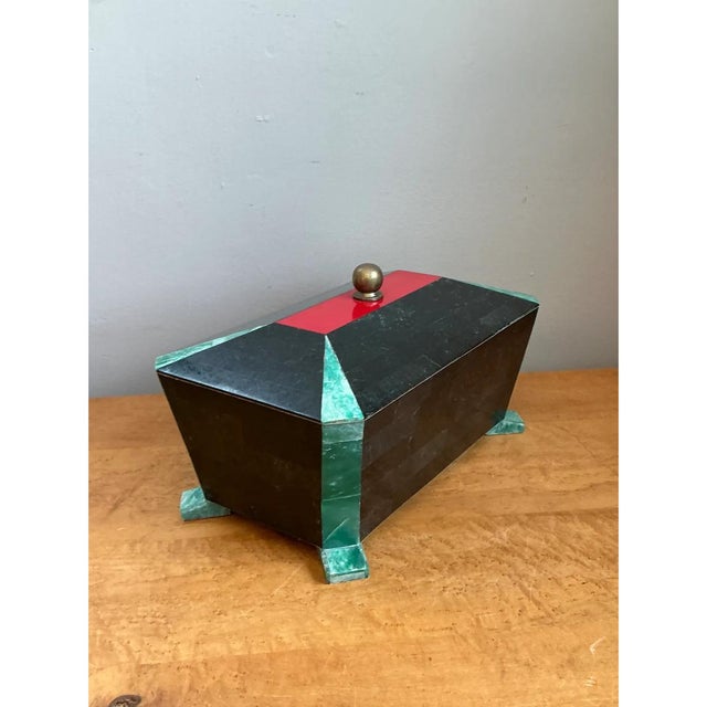 Vintage Art Deco Stone Inlay Box For Sale In West Palm - Image 6 of 12