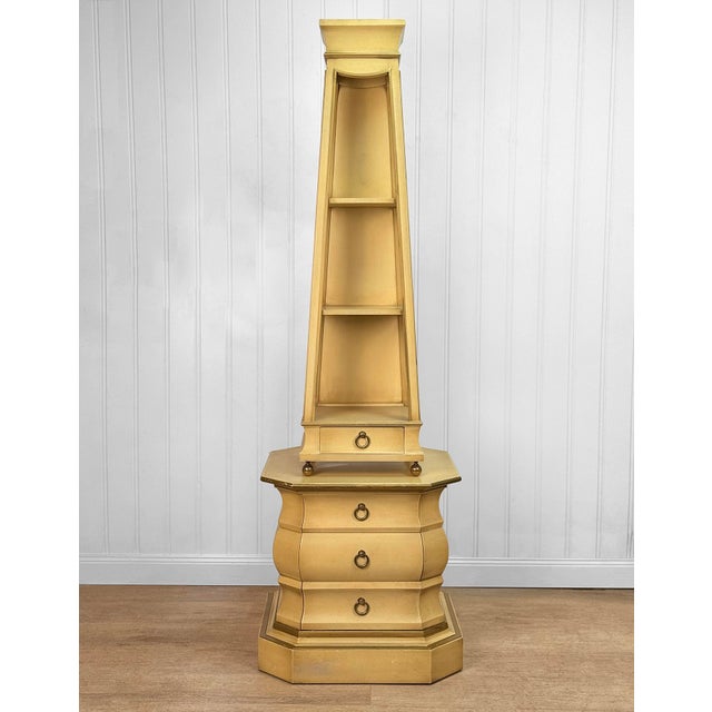 Vintage Hollywood Regency Obelisk Pyramid Etagere Cabinet Stand For Sale - Image 4 of 15