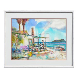 House at the Beach, Baja California Figurative Landscape by David Stephens For Sale