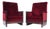 Dutch Art Deco Amsterdam School Red Velvet Chairs, 1930s, Set of 2 For Sale