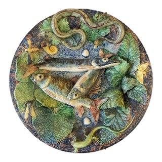 Late 19th Century French Palissy Ware Majolica Plate, School of Paris, For Sale