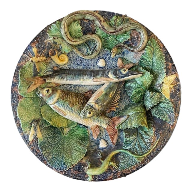 Late 19th Century French Palissy Ware Majolica Plate, School of Paris, For Sale