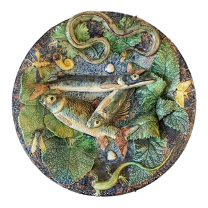 Late 19th Century French Palissy Ware Majolica Plate, School of Paris,