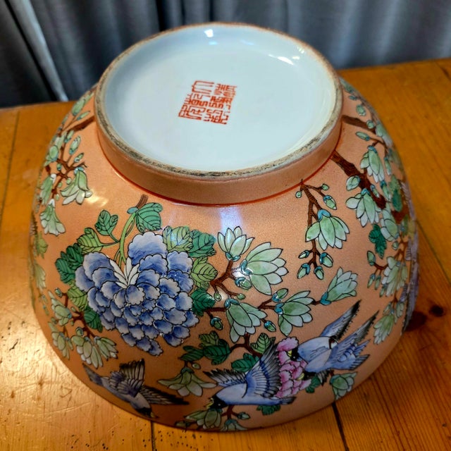 1960s 1960s Large Center Piece Chinese Famille Rose Bowl For Sale - Image 5 of 8