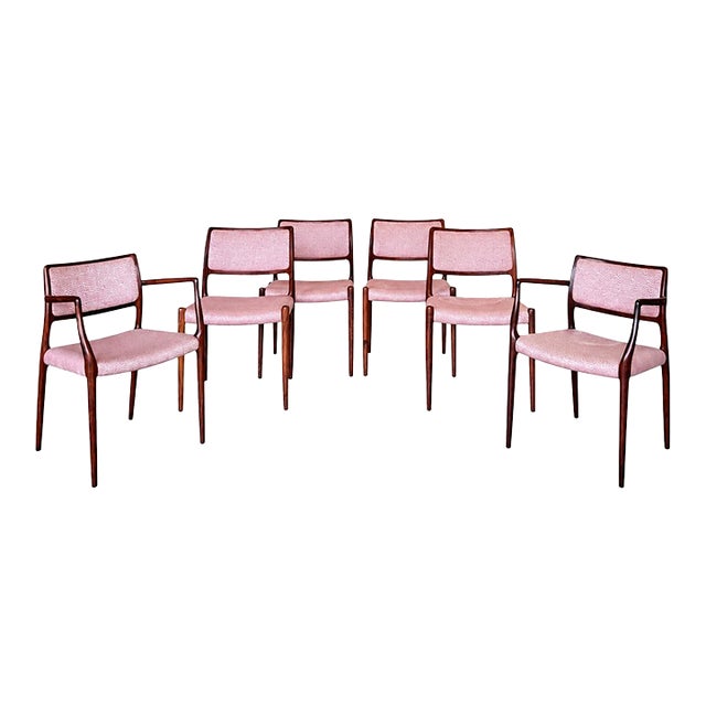 Mid-20th Century Danish Modern Dining Chairs in African Rosewood by Niels Møller - Set of 6 For Sale