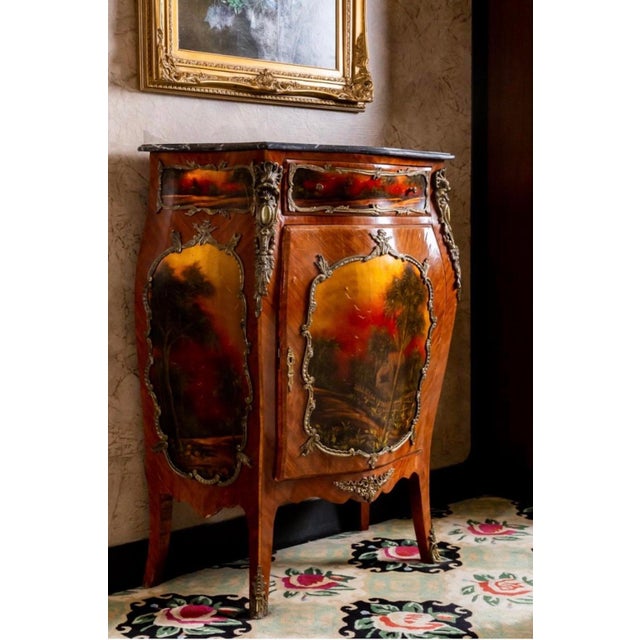 Early 20th Century French Vernis Martin–Style Hand-Painted Cabinet With Ormolu Mounts For Sale - Image 9 of 11