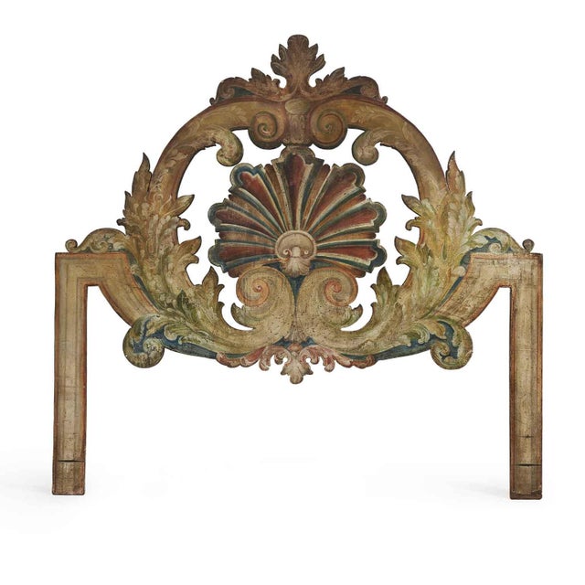 Wooden Double Bed Headboard with Shell and Scrolls, 1950s For Sale - Image 11 of 11