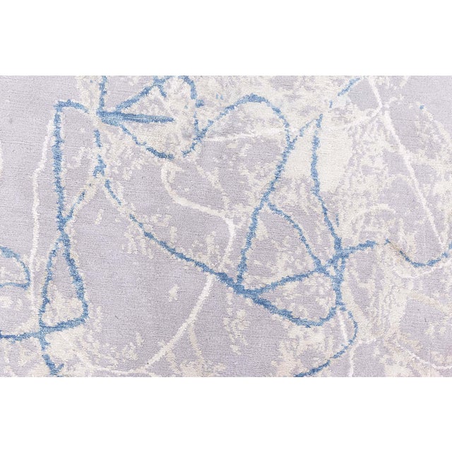 Modern Tibetan Ink Ondulations Hand-Knotted Wool & Silk Rug by Doris Leslie Blau For Sale - Image 4 of 7
