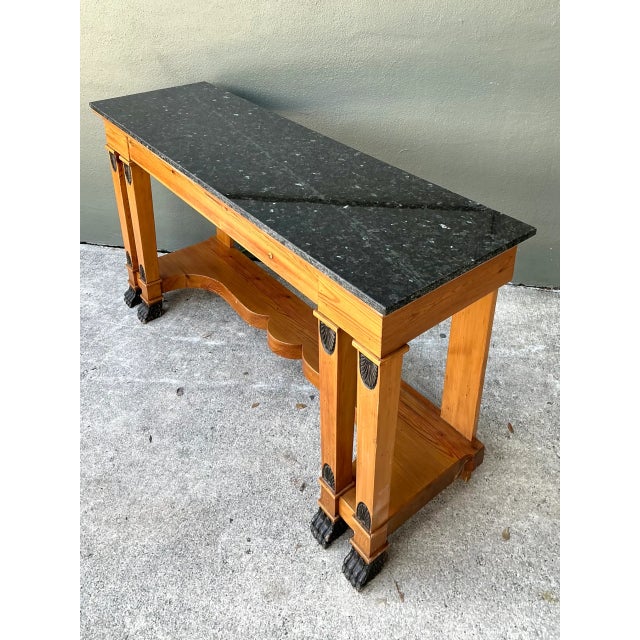 Wood Vintage William Switzer Carved Wood Console With Stone Top For Sale - Image 7 of 12