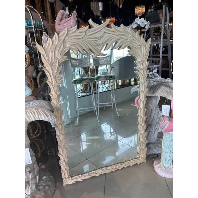 Vintage Serge Roche Style Palm Beach Frond Leaf Leaves Tree Wall Mirror ...