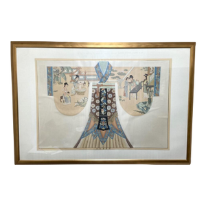 Original Watercolor and Ink of Chinese Family by Fa Kuan