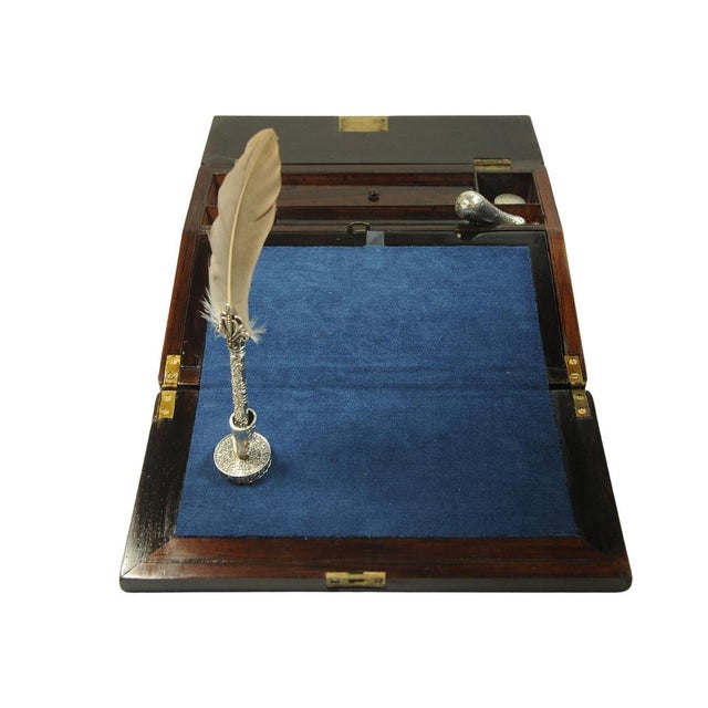 Metal 19th Century Rosewood Writing Slope with Inlay, Set of 5 For Sale - Image 7 of 13