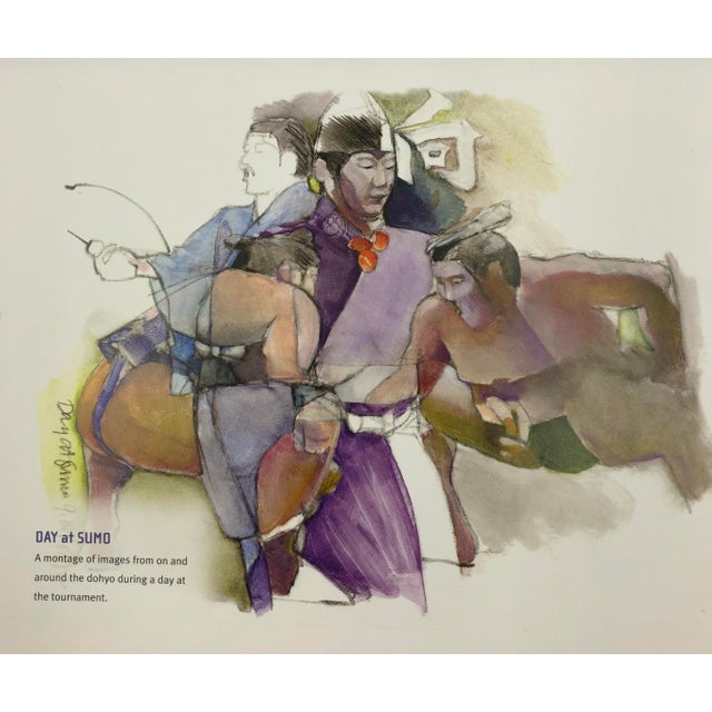 Japanese Calendar Prints 05 Vintage Sumo 12 Prints Lynn Matsuoka Color Drawings Watercolors Chairish
