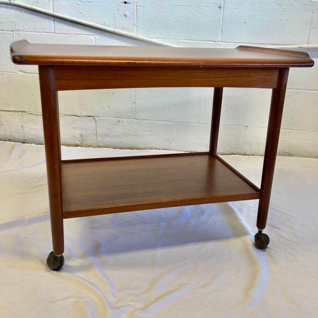Mid 20th Century Mid 20th Century In Style of Aage Madsen Design Rolling Bar Cart for Drylund For Sale - Image 5 of 9