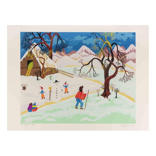 Sergio Sonero, Winter Landscape, Screenprint, 1980s For Sale