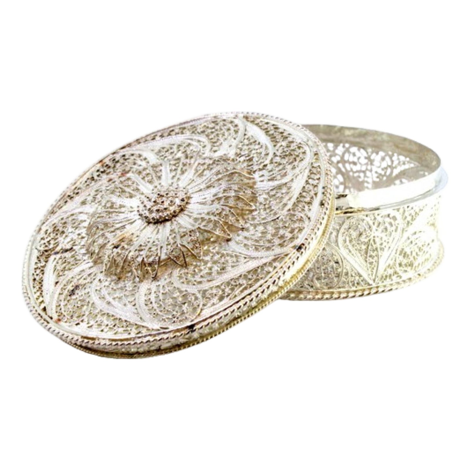 Filigree Silver Box with Reliefs and Cutouts | Chairish