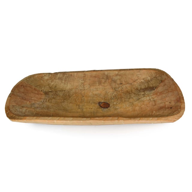 Mid-Century Organic Rustic Hand Carved Solid Wood Dough Style Bowl For Sale - Image 4 of 8