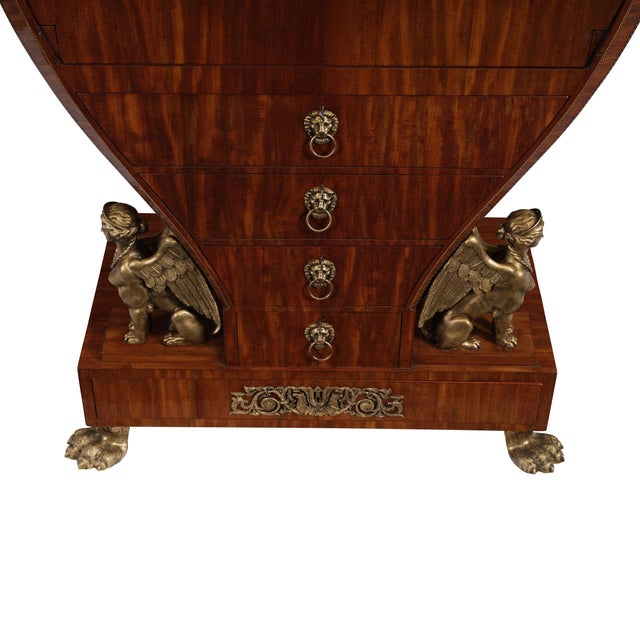 Amsterdam Lyre Secretary in Mahogany on Oak, 1870s For Sale - Image 12 of 14