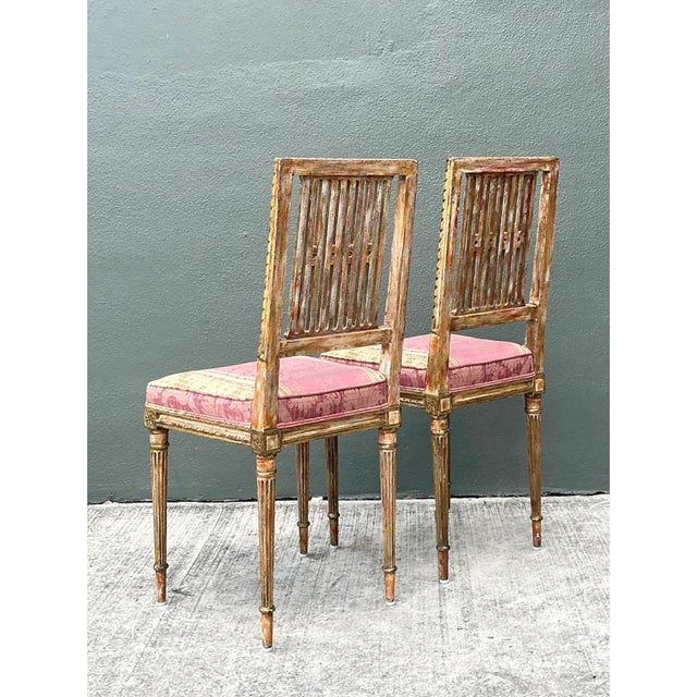 Early 20th Century Vintage Swedish Chippendale Gilt Wood Side Chairs - Pair For Sale - Image 5 of 12