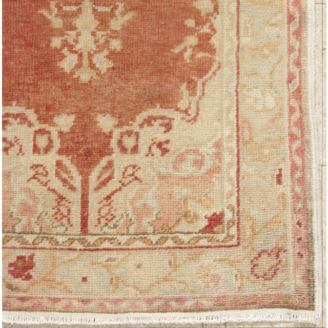 Antique Oushak Runner, Turkish and Oriental Rug, Handmade Beige and Orange Rug For Sale - Image 17 of 18