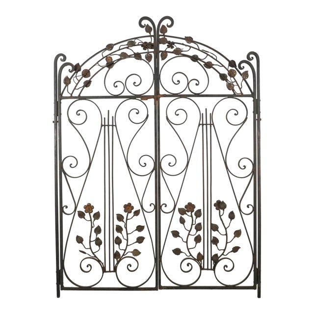Vintage Entryway Wrought Iron Double Garden Gates For Sale