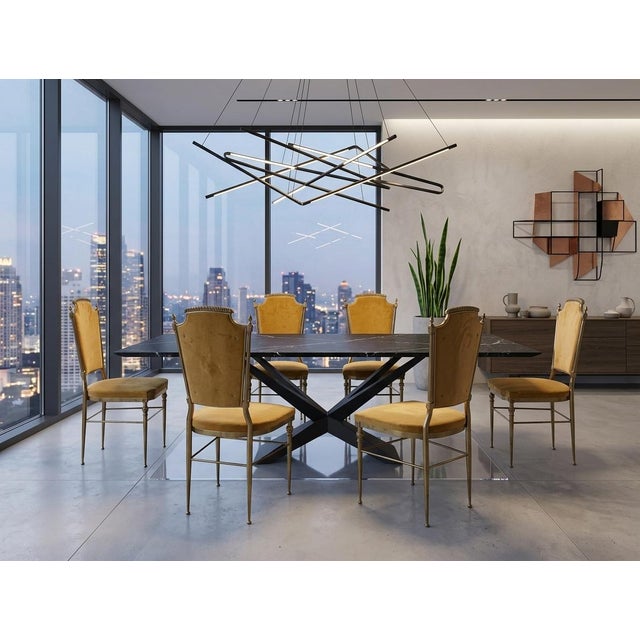 Brass and Mustard Velvet Chairs, 1960s, Set of 6 For Sale - Image 14 of 15