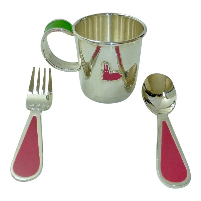 Kate Spade New York Pippin Park by Lenox Silver Plate Baby Girl Feeding Set - 3 Pieces For Sale