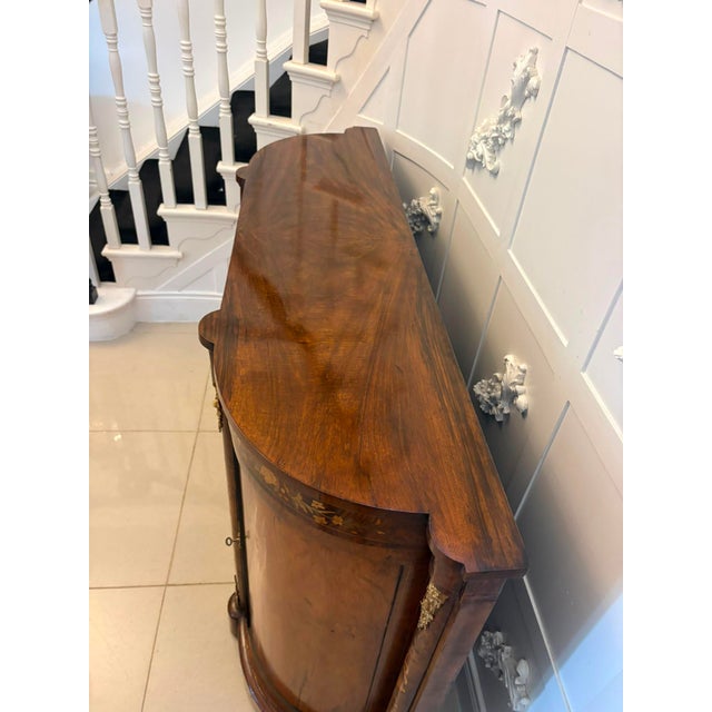 Antique Victorian Burr Walnut Sideboard Cabinet with Floral Marquetry Credenza, 1850 For Sale - Image 6 of 18