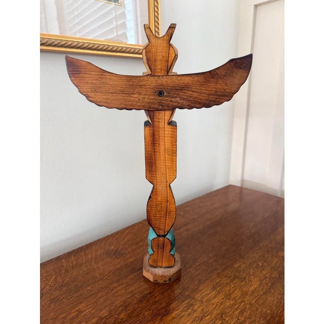 Vintage Large Hand-Carved Wooden Totem 15” Pole by Ray Moore For Sale - Image 4 of 8