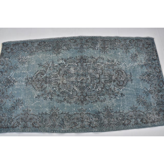 1960s Blue Oushak Turkish Small Carpet For Sale In Phoenix - Image 6 of 10
