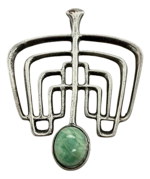 1950s David Andersen Mid Century Modern Sterling Silver Pendant With Green Stone
