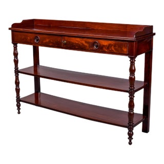 Early 20th C English Mahogany Three Tier Server With Drawers For Sale